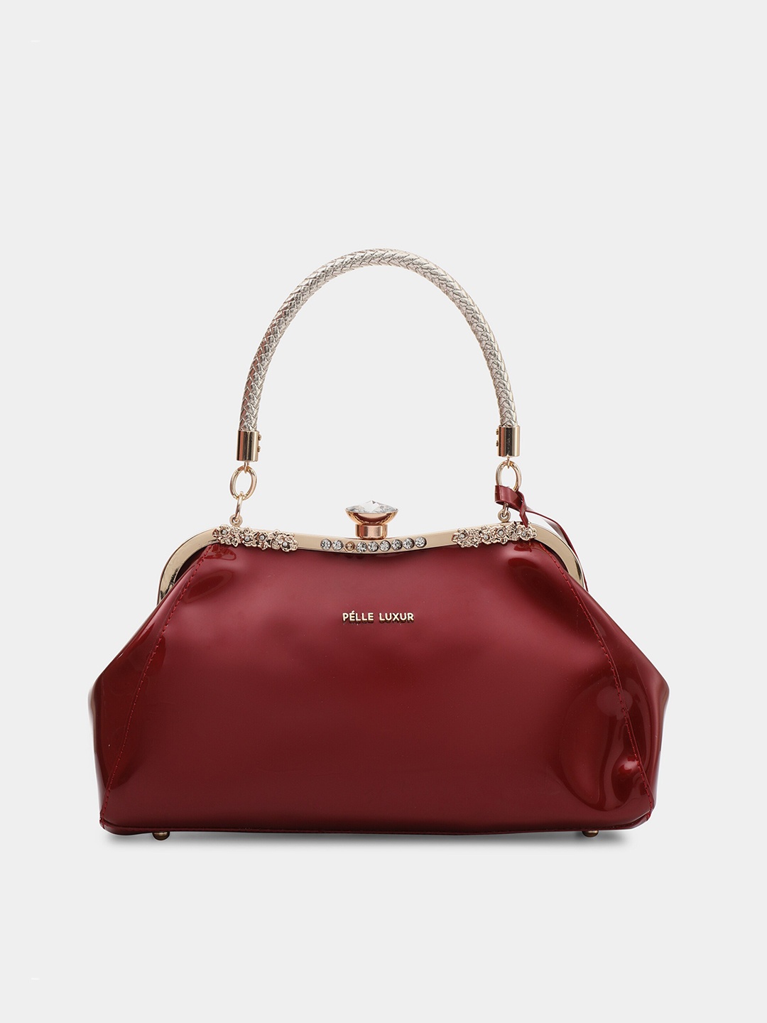 

PELLE LUXUR Structured Handheld Bag, Maroon