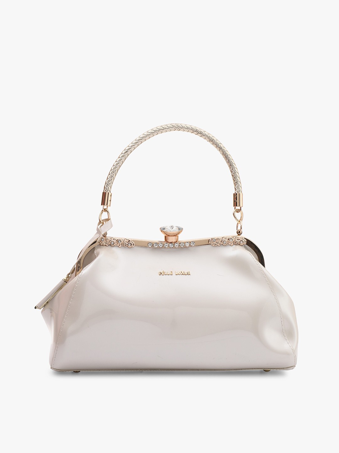 

PELLE LUXUR Structured Handheld Bag, Off white