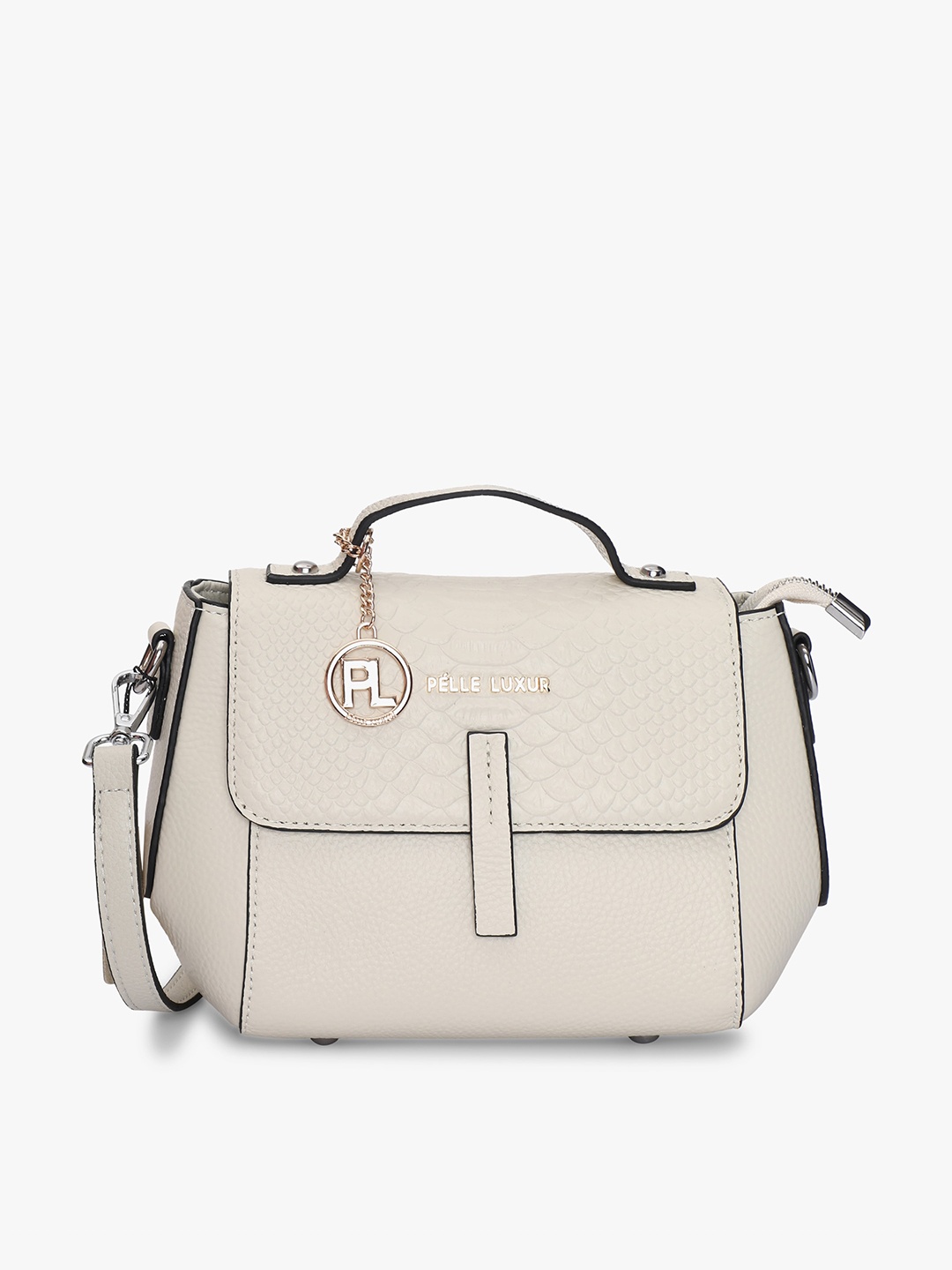 

PELLE LUXUR Structured Satchel, Off white