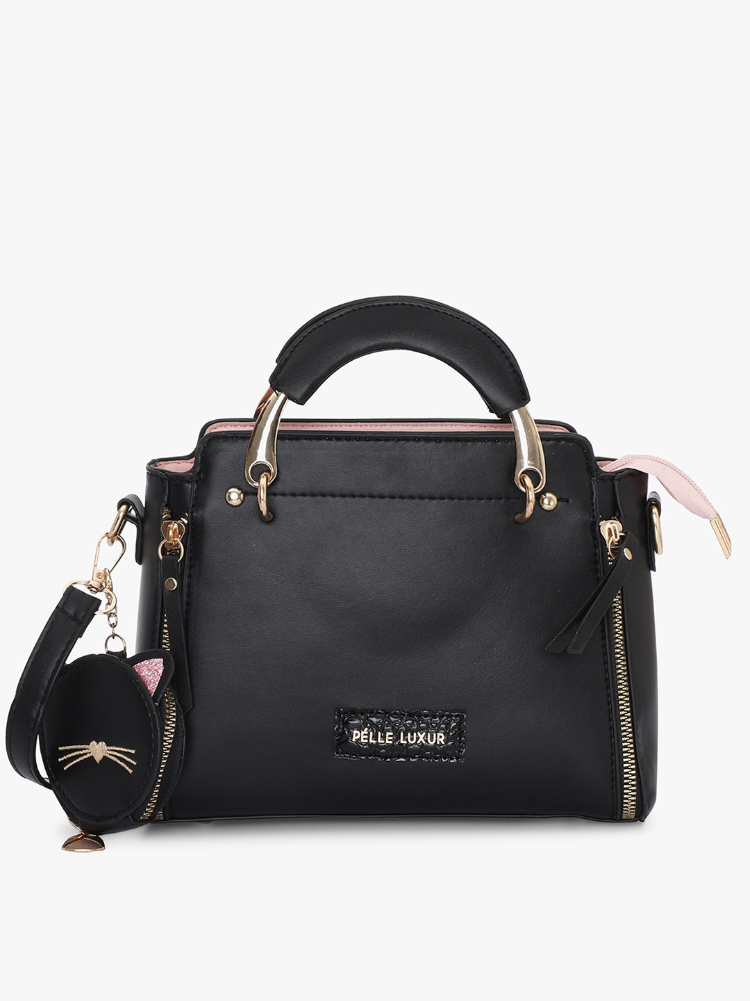 

PELLE LUXUR Structured Handheld Bag, Black