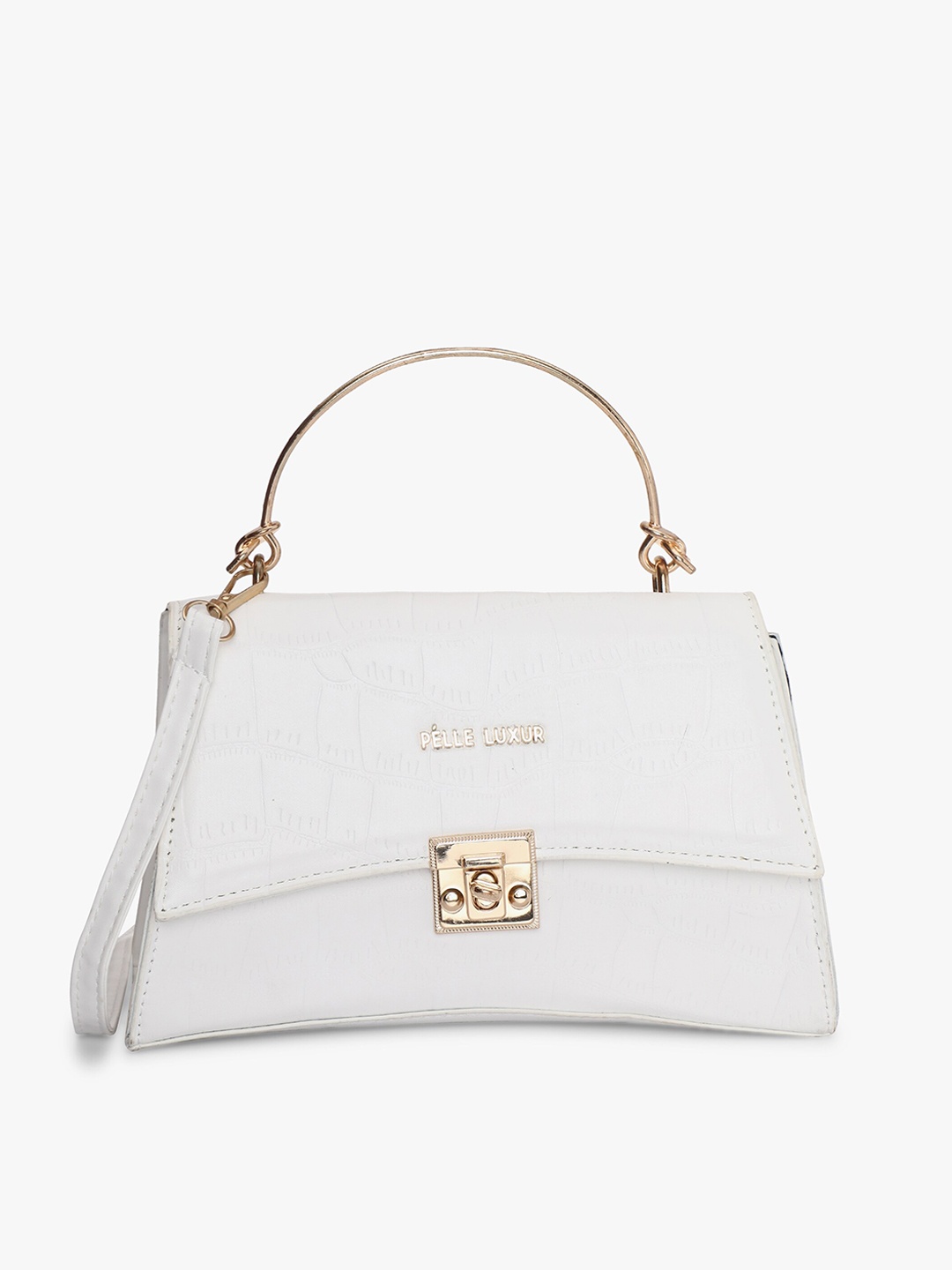 

PELLE LUXUR Textured Structured Satchel, White