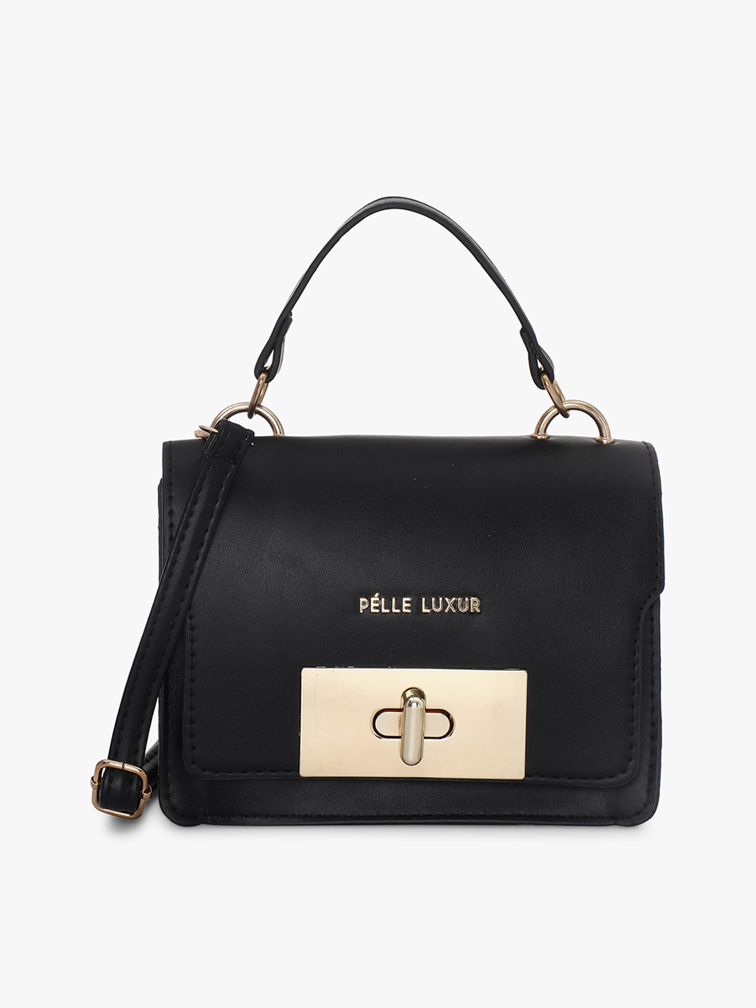 

PELLE LUXUR Structured Applique Satchel, Black