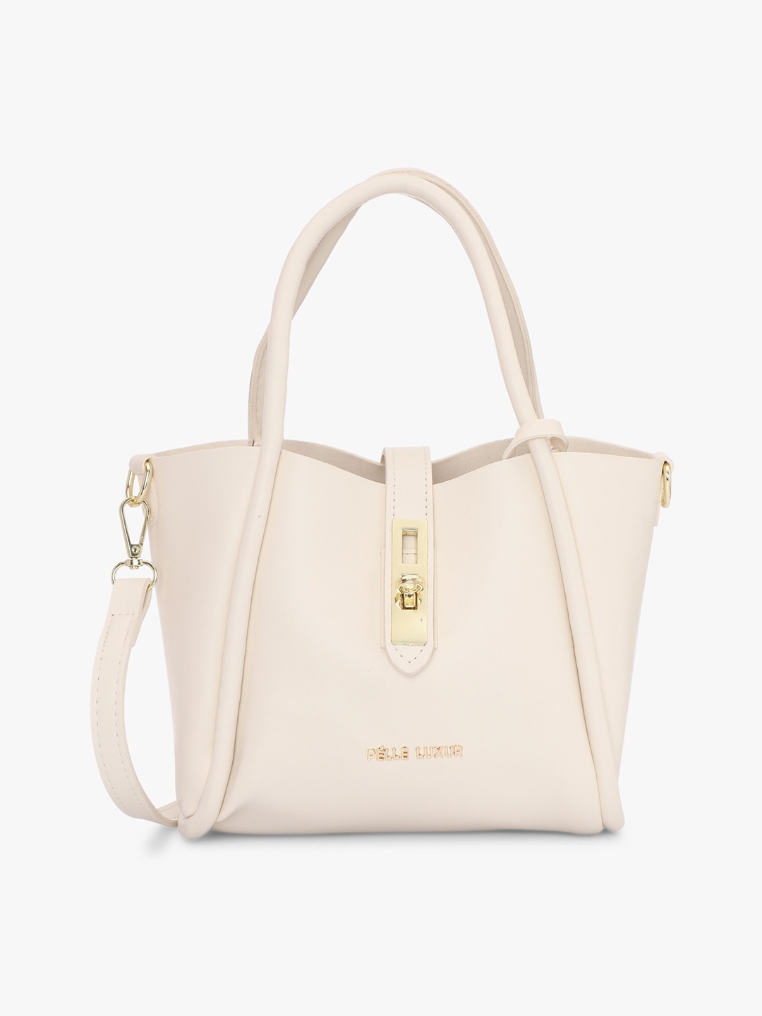 

PELLE LUXUR Structured Handheld Bag, Off white