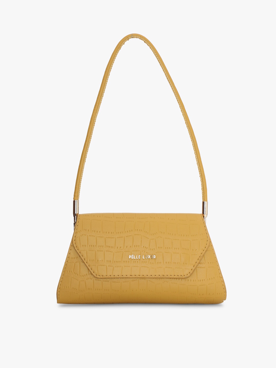 

PELLE LUXUR PU Structured Shoulder Bag, Mustard