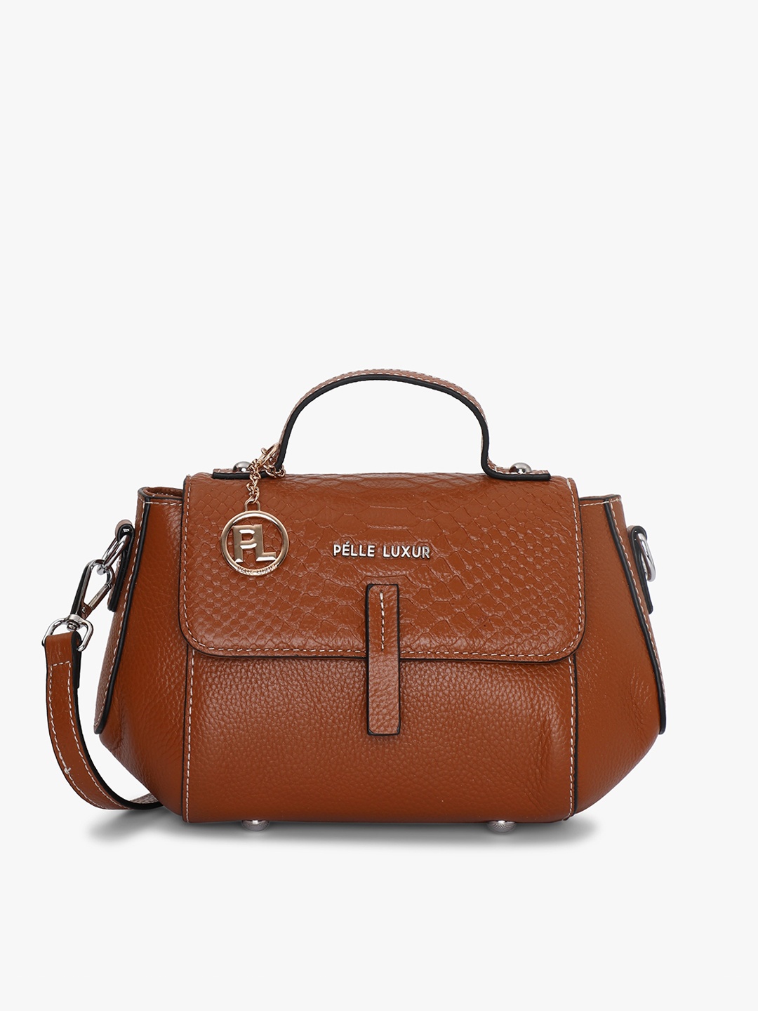 

PELLE LUXUR Structured Satchel Bag, Brown