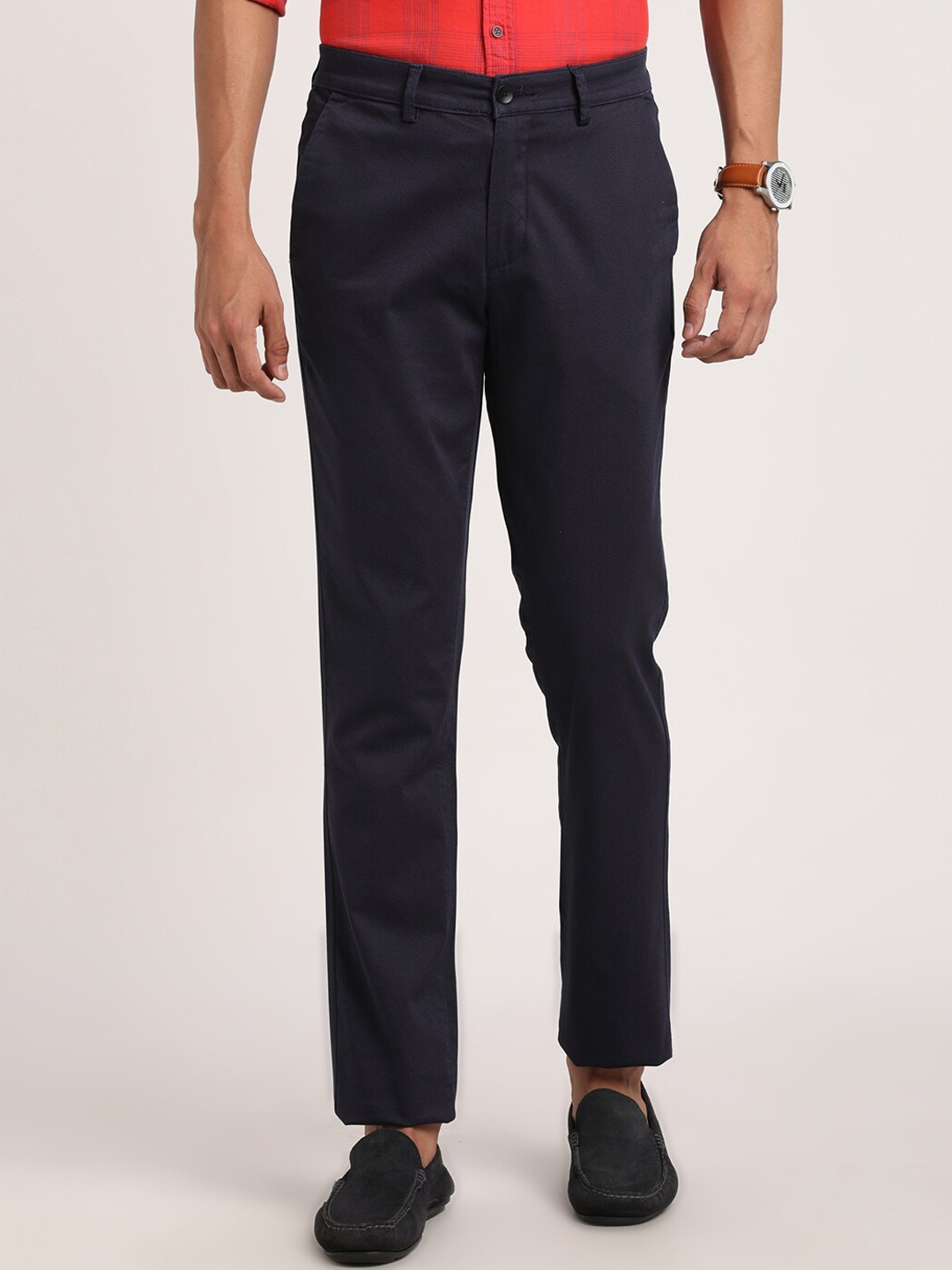 

Turtle Men Mid-Rise Relaxed Tapered Fit Chinos Trousers, Navy blue