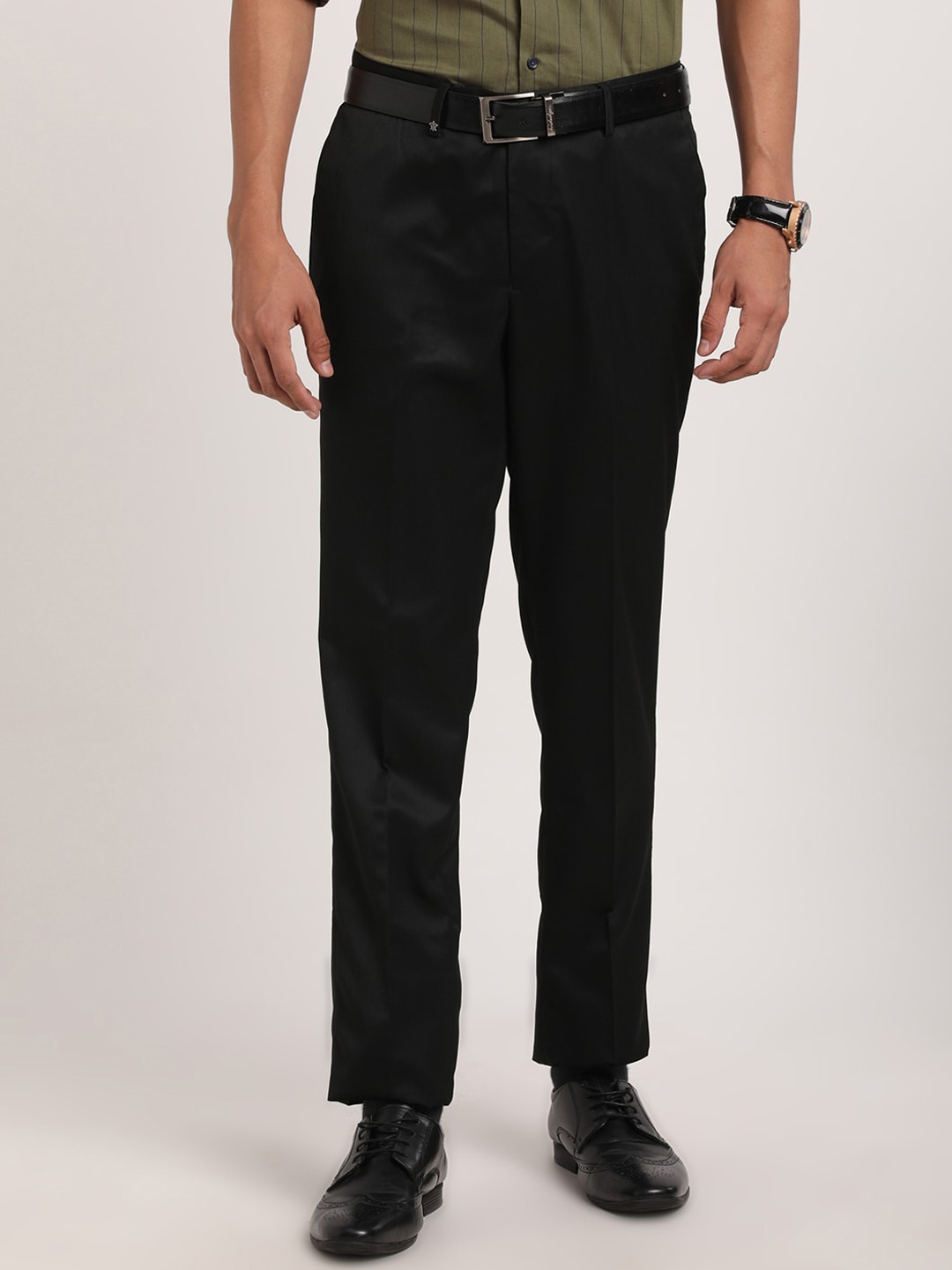 

Turtle Men Tailored Slim Fit Formal Trousers, Black