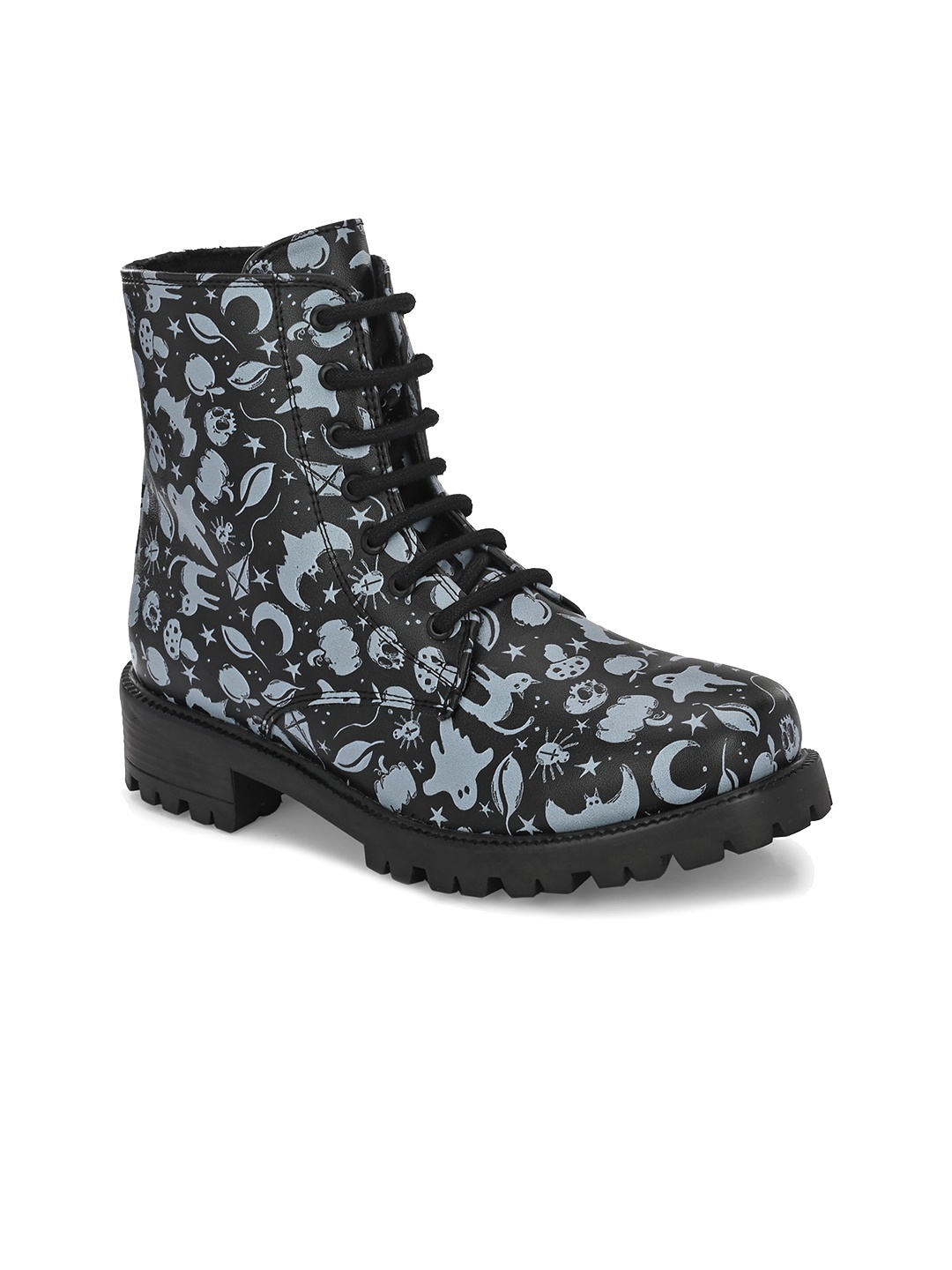 

CARLO ROMANO Women Printed Lightweight Mid-Top Sneakers, Black