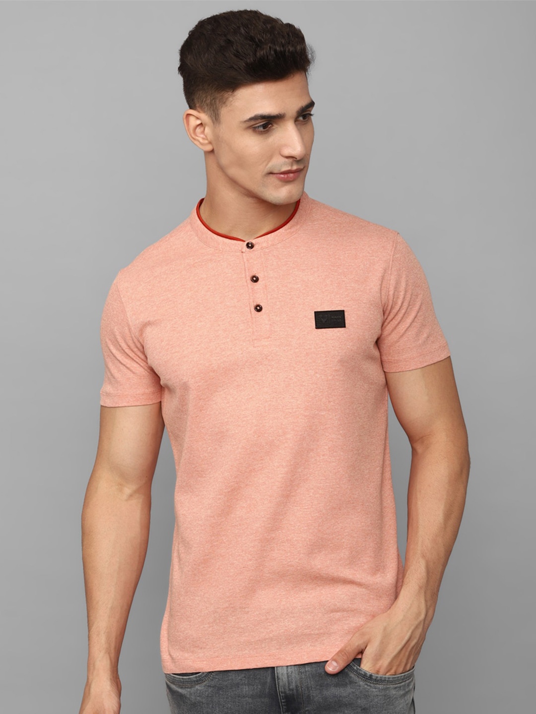 

Allen Solly Henley Neck Pure Cotton T-Shirt, Peach