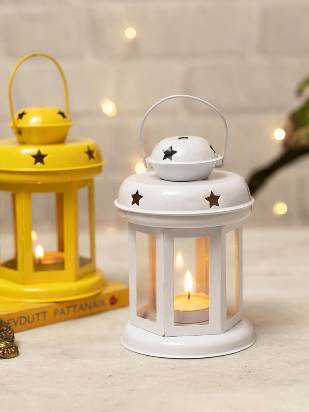 

Homesake White & Yellow 2 Pieces Hanging Lantern Candle Holders