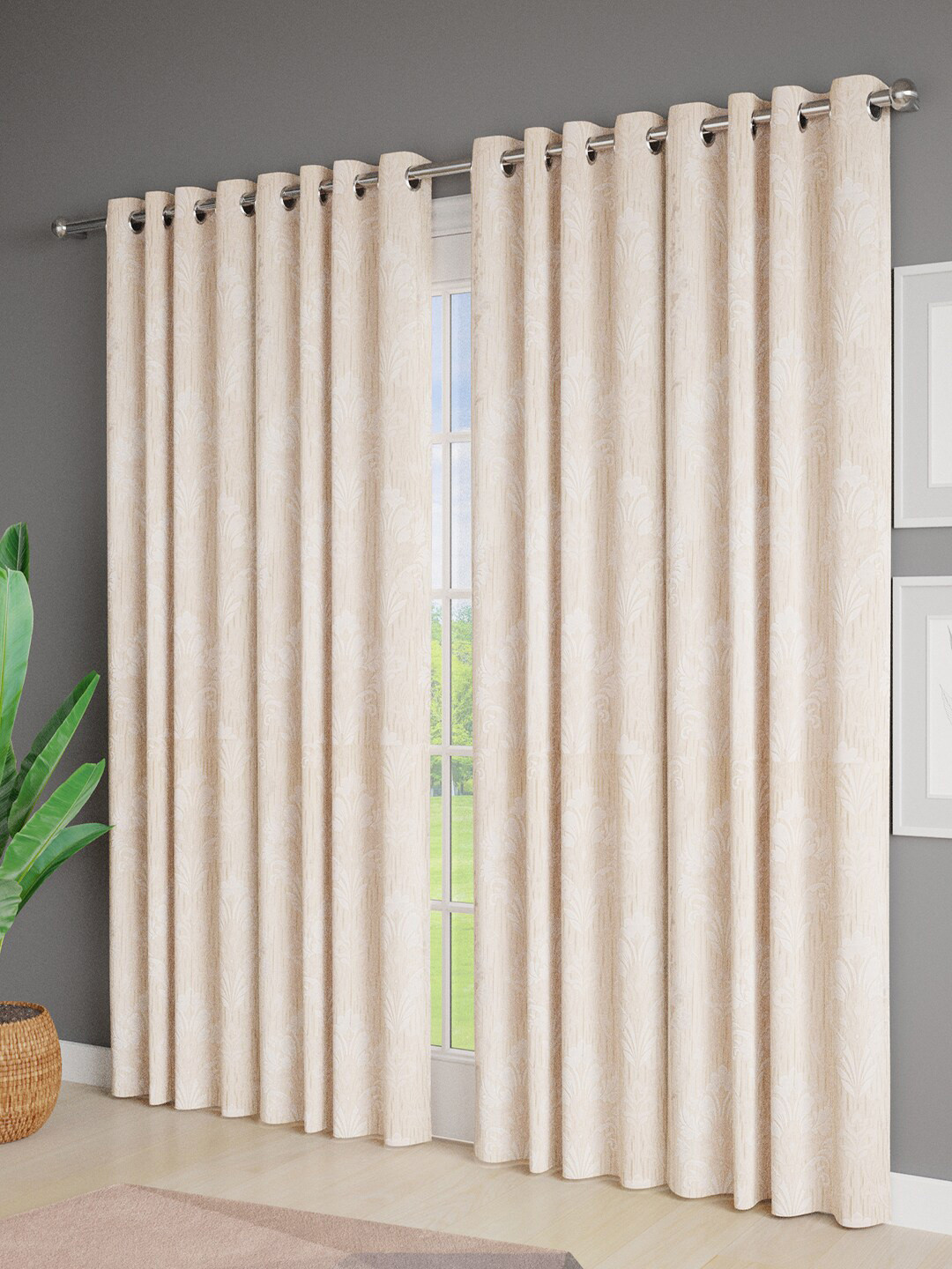 

Just Home Off White 4 Pieces Ethnic Motifs Jacquard Regular Door Curtains