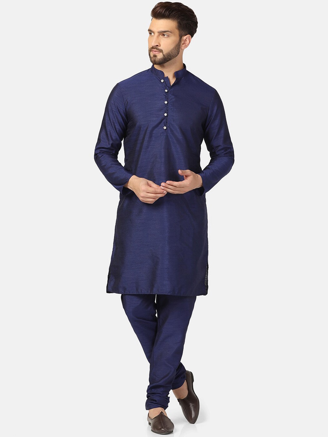 

TAHVO Dupion Silk Kurta With Churidar, Blue