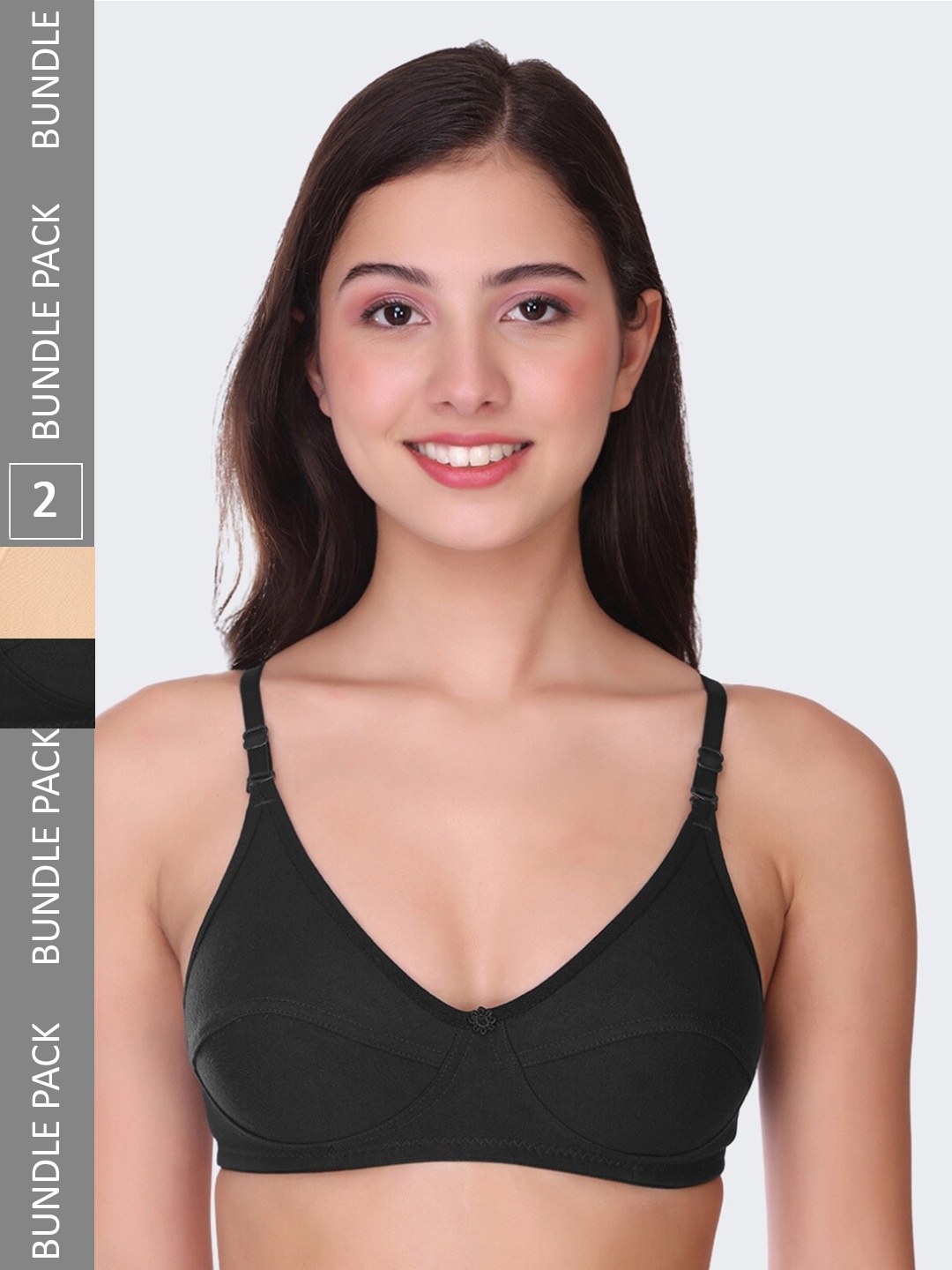 

POOJA RAGENEE Pack Of 2 Non-Wired Non Padded All Day Comfort T-Shirt Bra, Nude