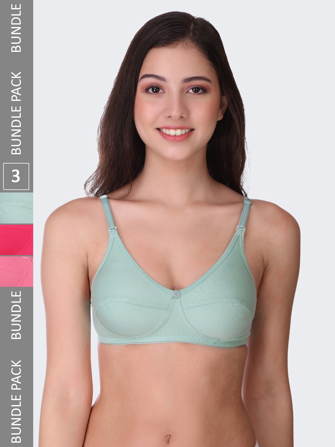 

POOJA RAGENEE Pack Of 3 All Day Comfort Full Coverage Everyday Bra, Green