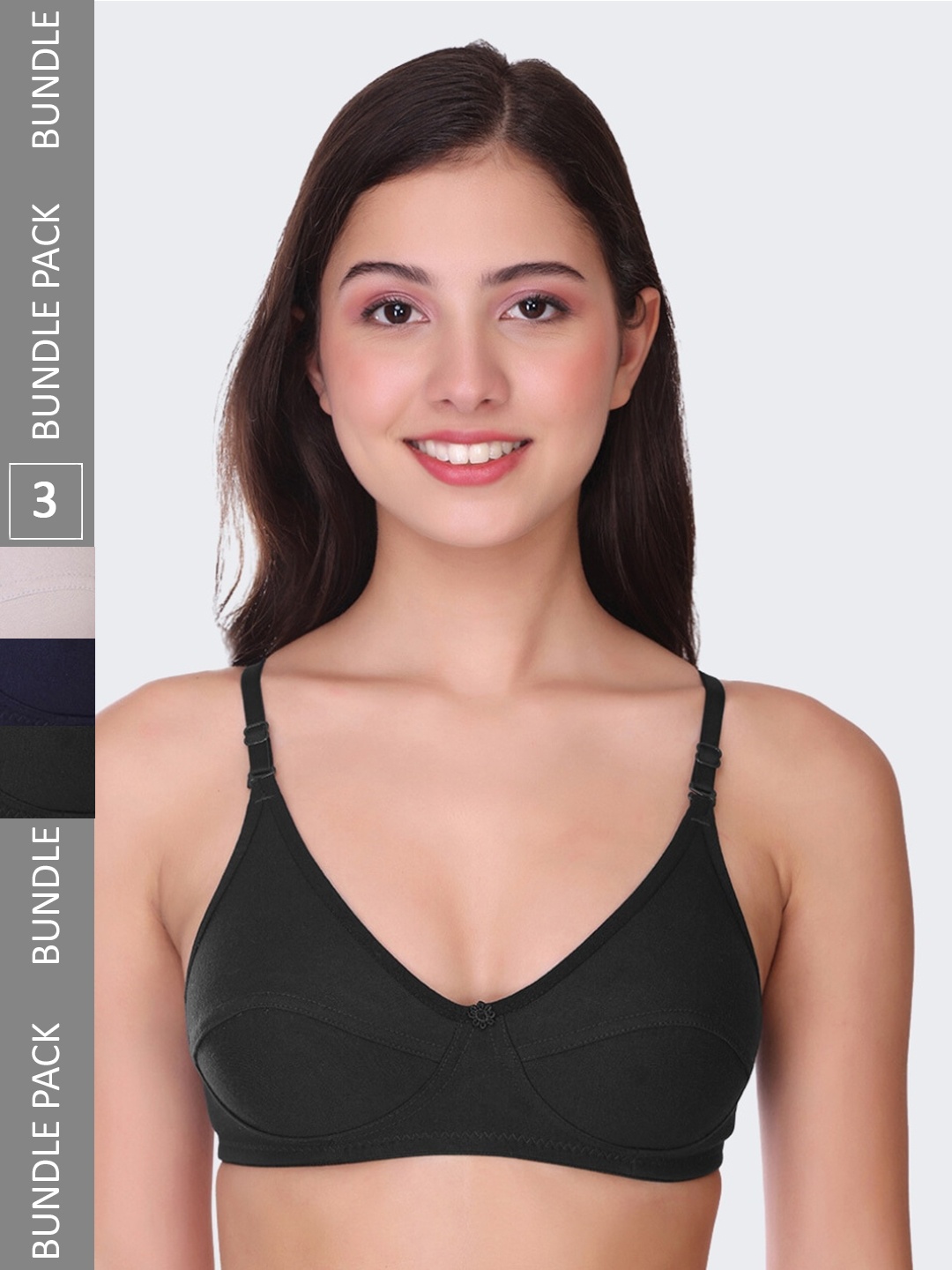 

POOJA RAGENEE Pack Of 3 All Day Comfort Full Coverage Everyday Bra, Black