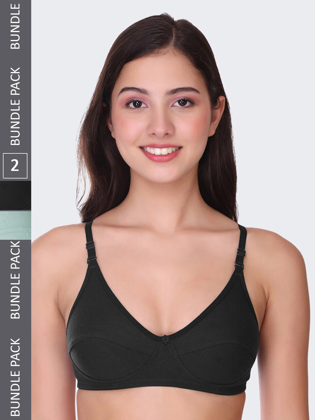 

POOJA RAGENEE Pack Of 2 All Day Comfort Full Coverage Everyday Bra, Black