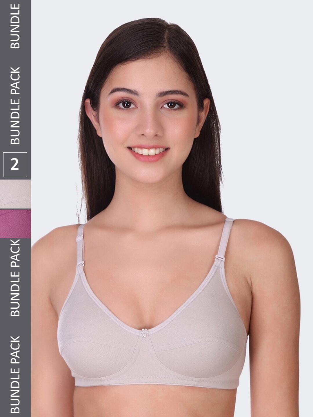 

POOJA RAGENEE Pack Of 2 All Day Comfort Full Coverage Everyday Bra, Grey