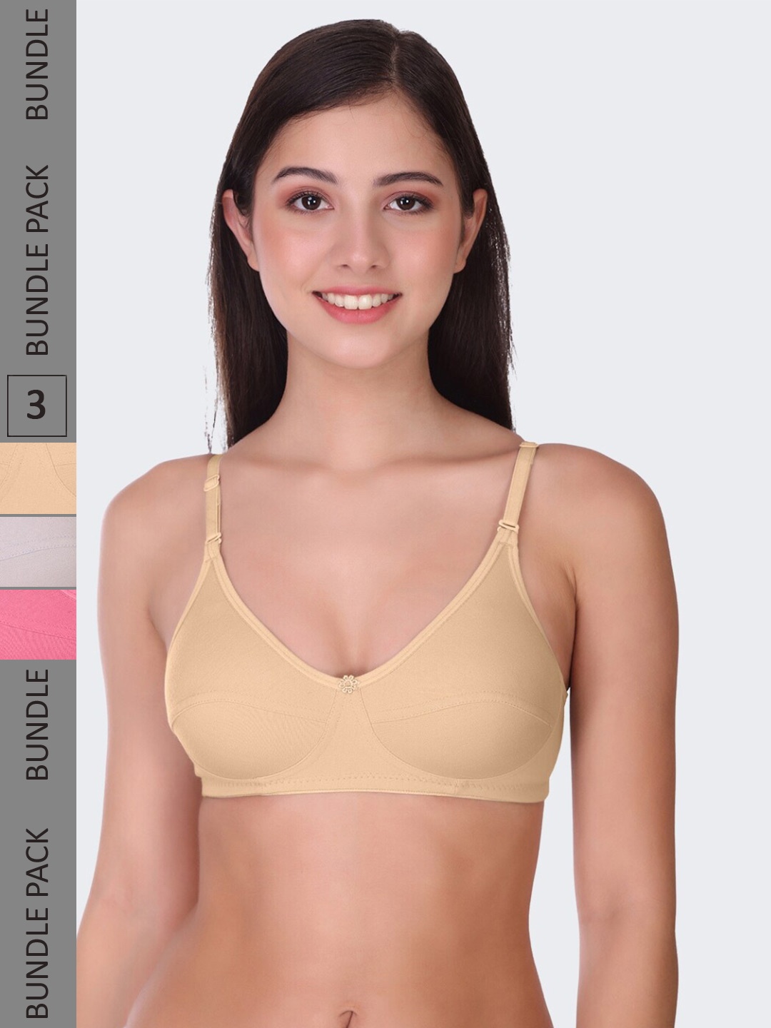 

POOJA RAGENEE Pack Of 3 Full Coverage Everyday Bra With All Day Comfort, Beige