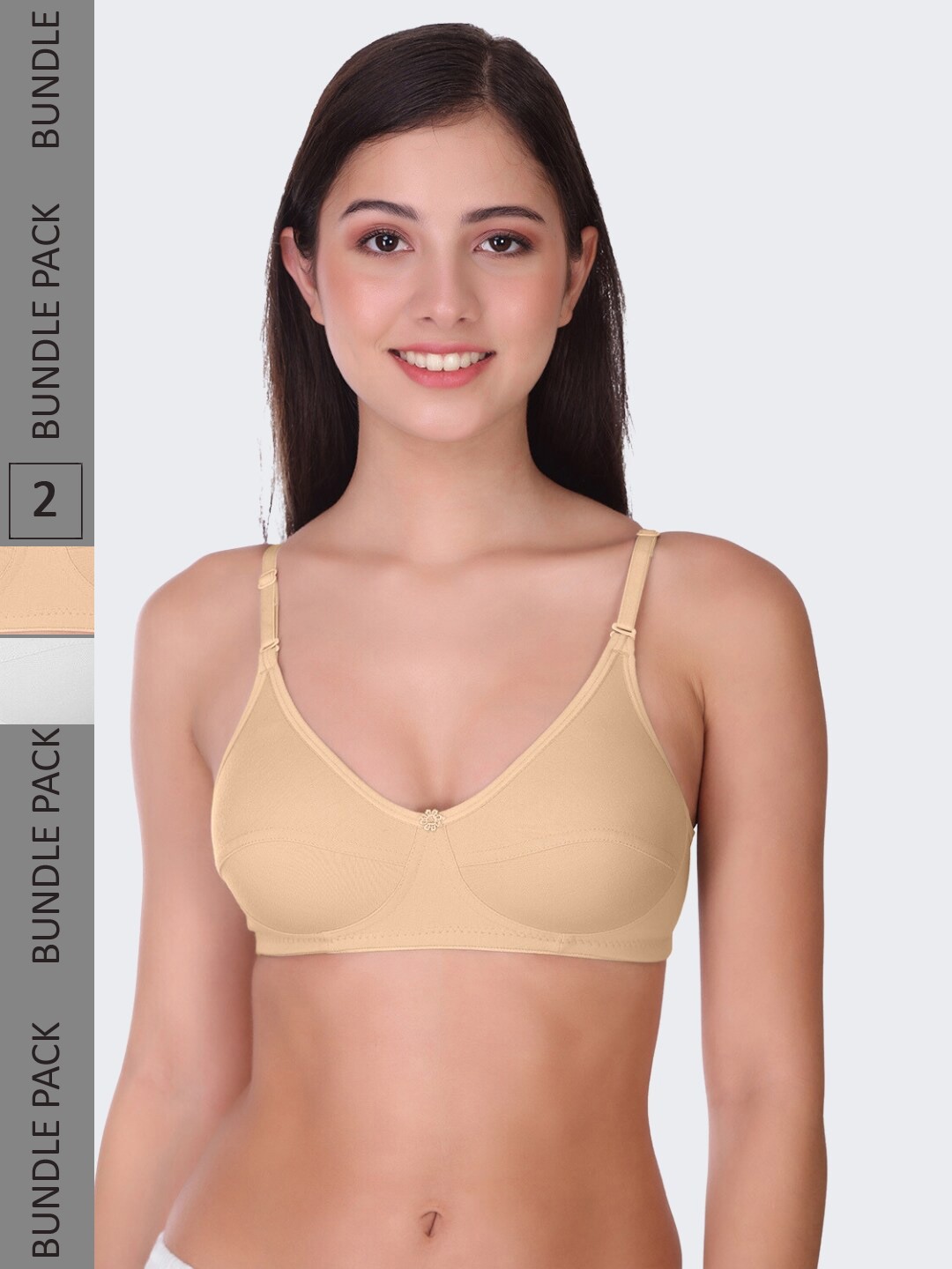 

POOJA RAGENEE Pack of 2 Non Padded Full Coverage Bra, White