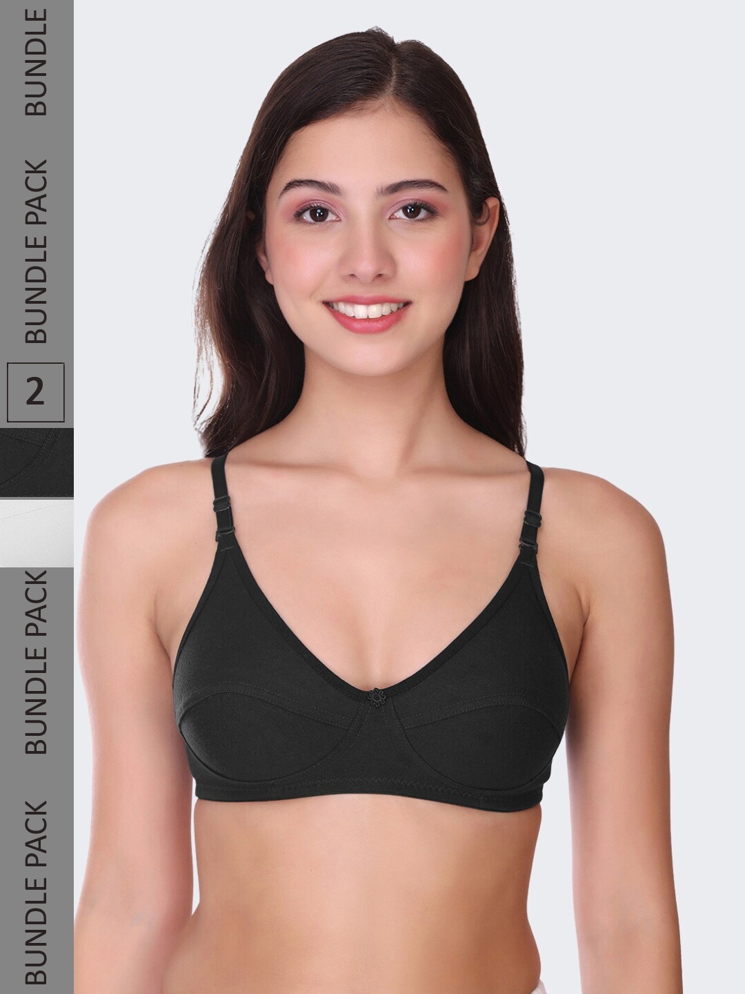 

POOJA RAGENEE Pack of 2 Non Padded Full Coverage Bra, Black