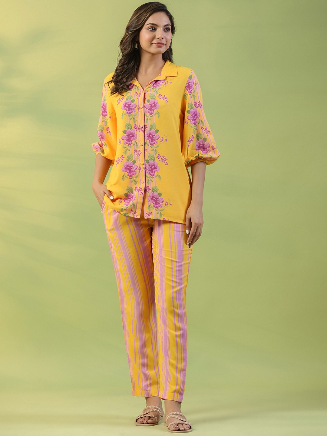 

mirari Printed Shirt & Trouser Co-Ords, Yellow