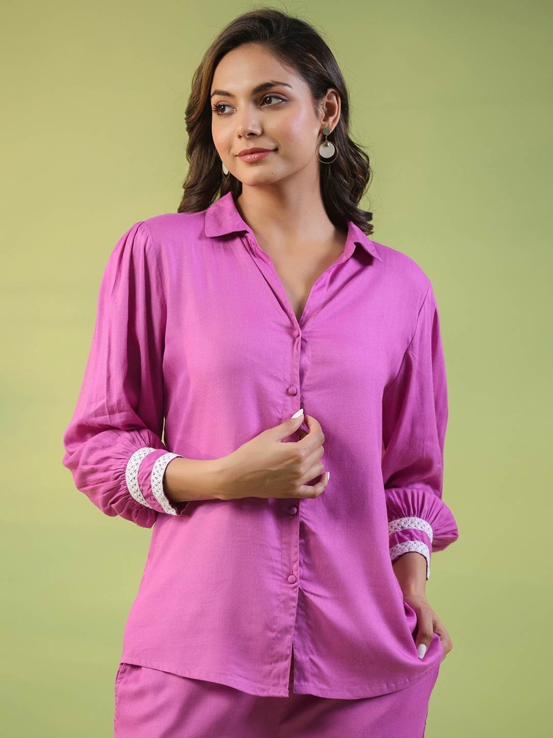 

mirari Shirt Collar Top With TrousersCo-Ords, Purple