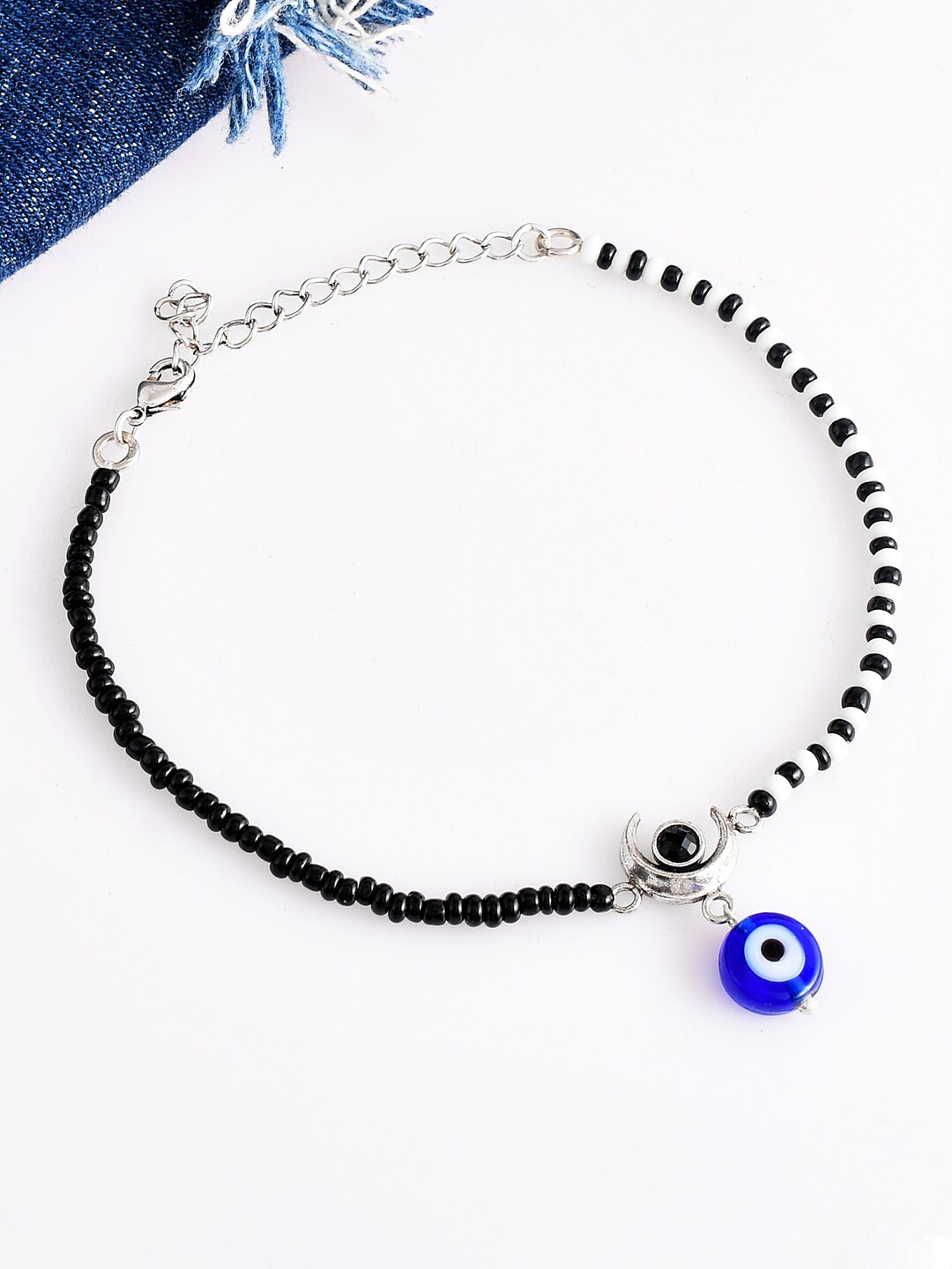 

Voylla Silver-Plated Evil Eyes Eye Motif Anklet