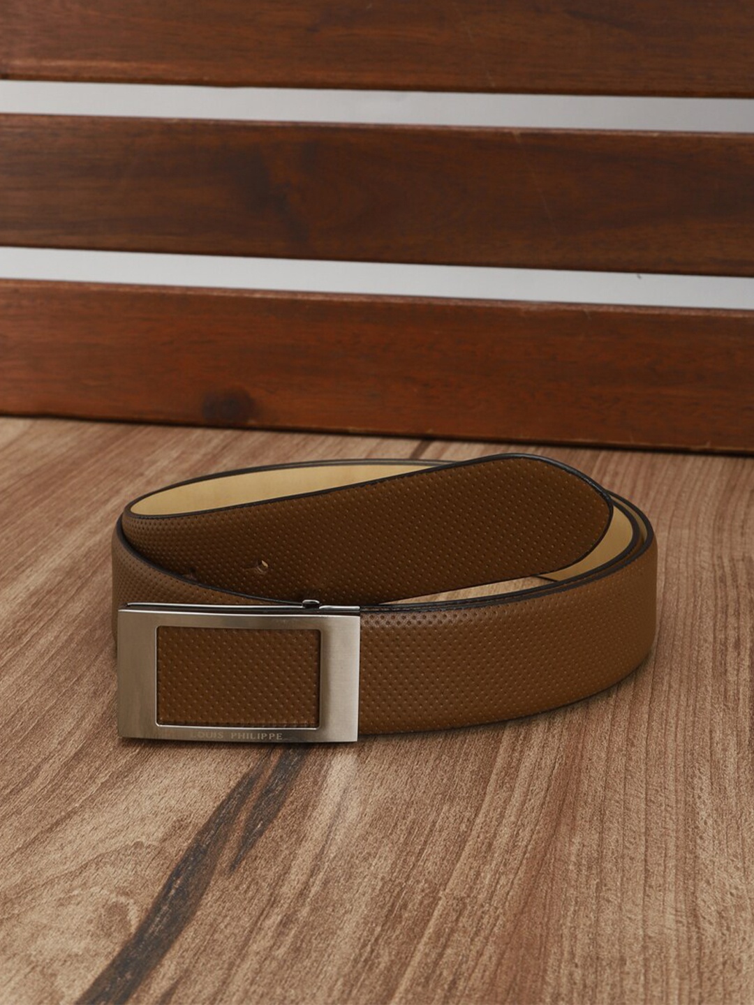 

Louis Philippe Men Textured Leather Formal Belt, Brown