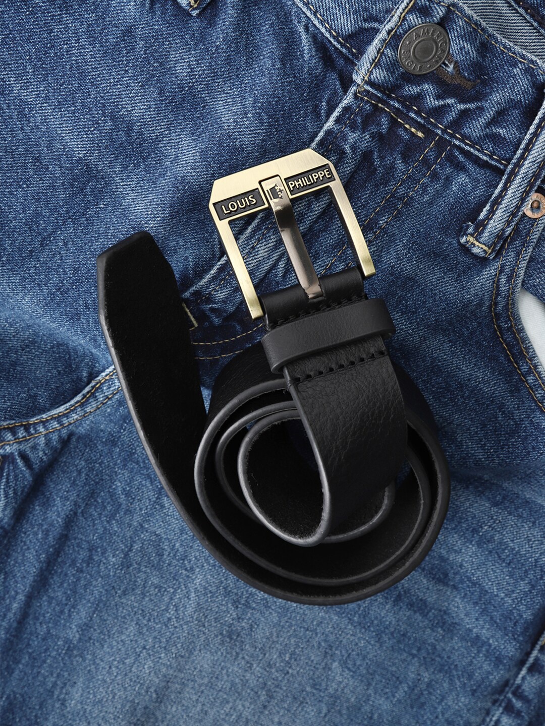 

Louis Philippe Sport Men Leather Formal Belt, Black