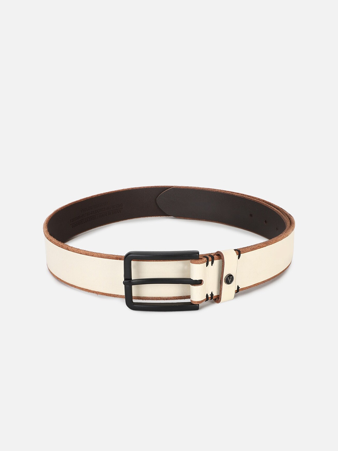 

Van Heusen Men Printed Leather Casual Belt, Cream