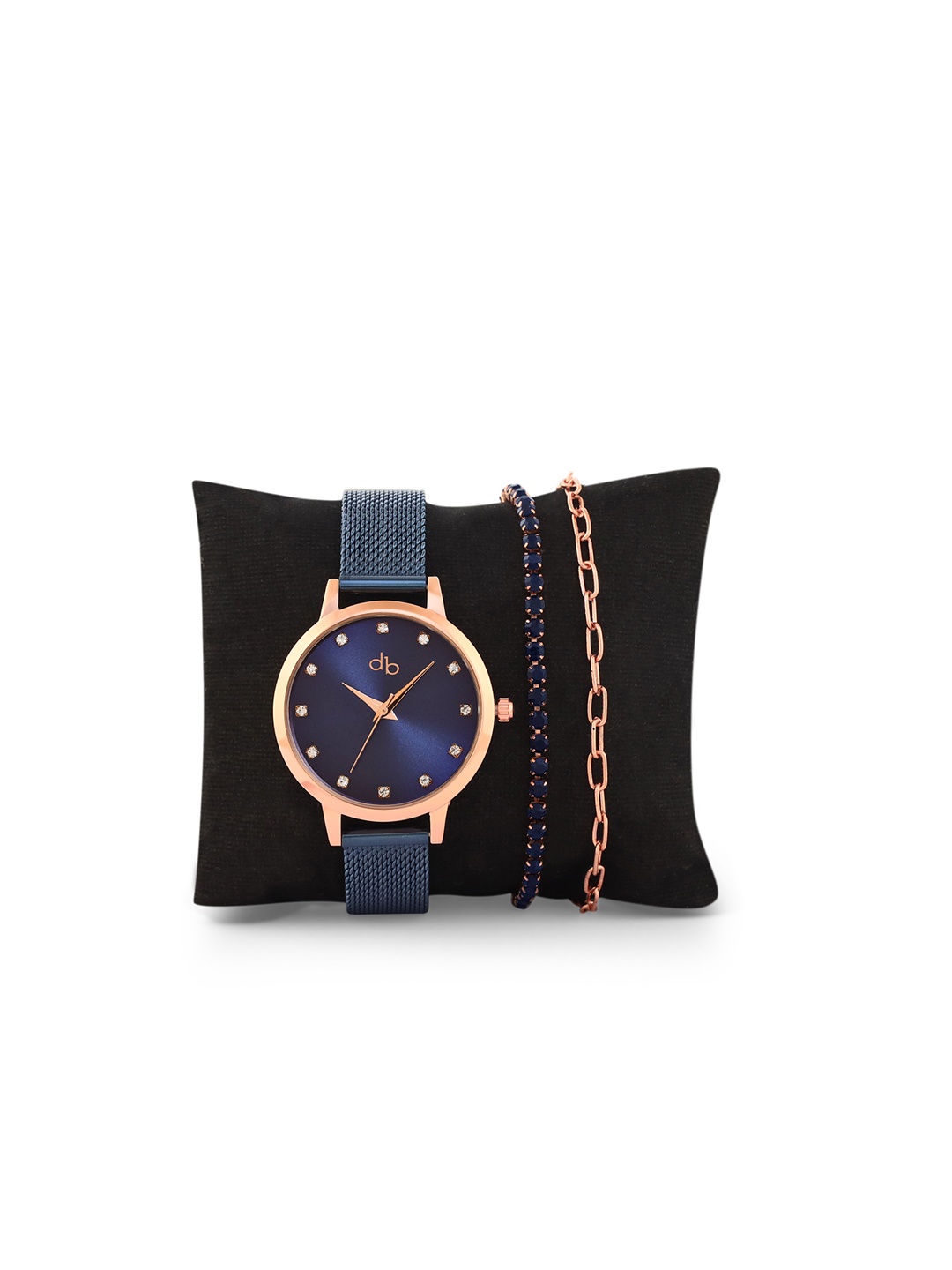 

DressBerry Women Set Of 3 Blue Brass Dial & Blue Straps Analogue Watch DW23_4A