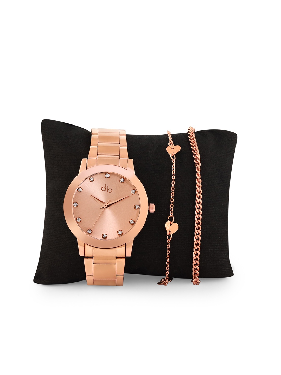 

DressBerry Women Brass Watch Gift Set DW23_2A, Rose gold