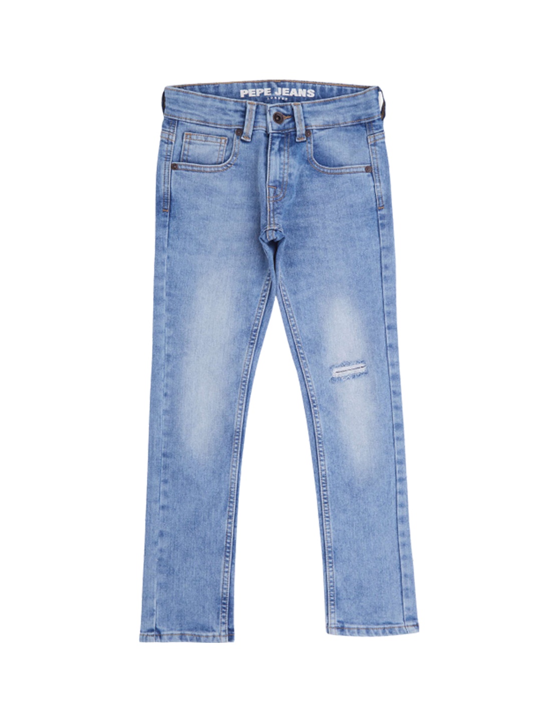

Pepe Jeans Boys Slim Fit Mildly Distressed Heavy Fade Stretchable Jeans, Blue
