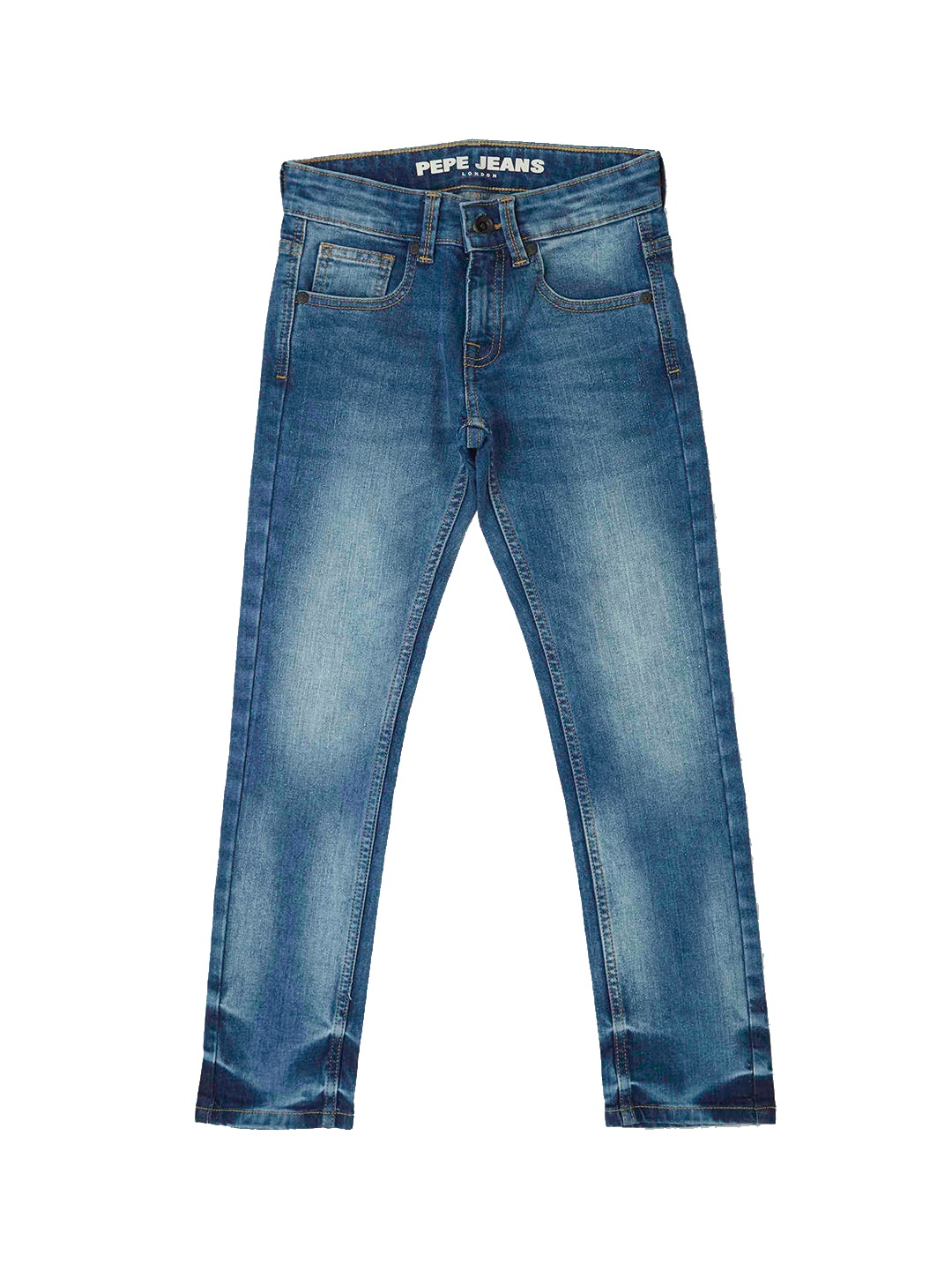 

Pepe Jeans Boys Slim Fit Mid-Rise Heavy Fade Stretchable Jeans, Blue