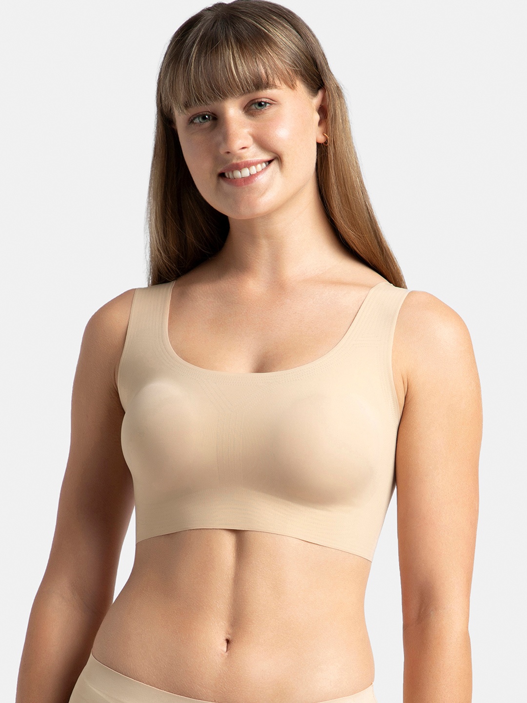 

Jockey Wirefree Padded Soft Touch Microfiber Full Coverage Lounge Bra-1839, Nude