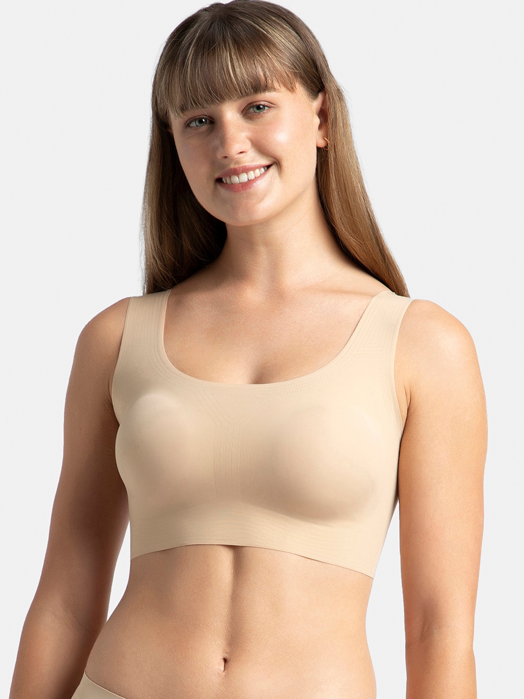 

Jockey Wirefree Padded Soft Touch Microfiber Full Coverage Lounge Bra-1839, Nude