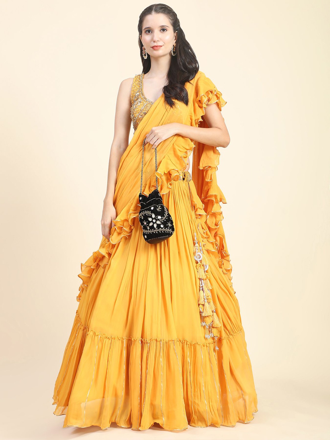 

Phenav Embellished Ready to Wear Lehenga & Blouse With Dupatta, Yellow
