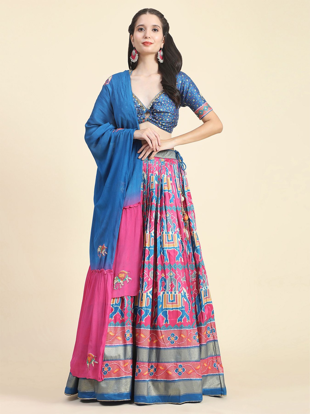 

Phenav Embellished Ready to Wear Lehenga & Blouse With Dupatta, Pink
