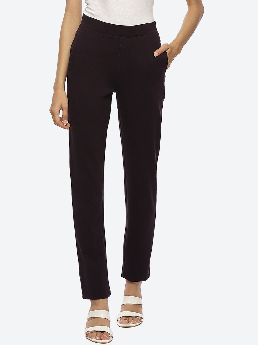 

Lakshita Women Smart Straight Fit Easy Wash Trousers, Purple