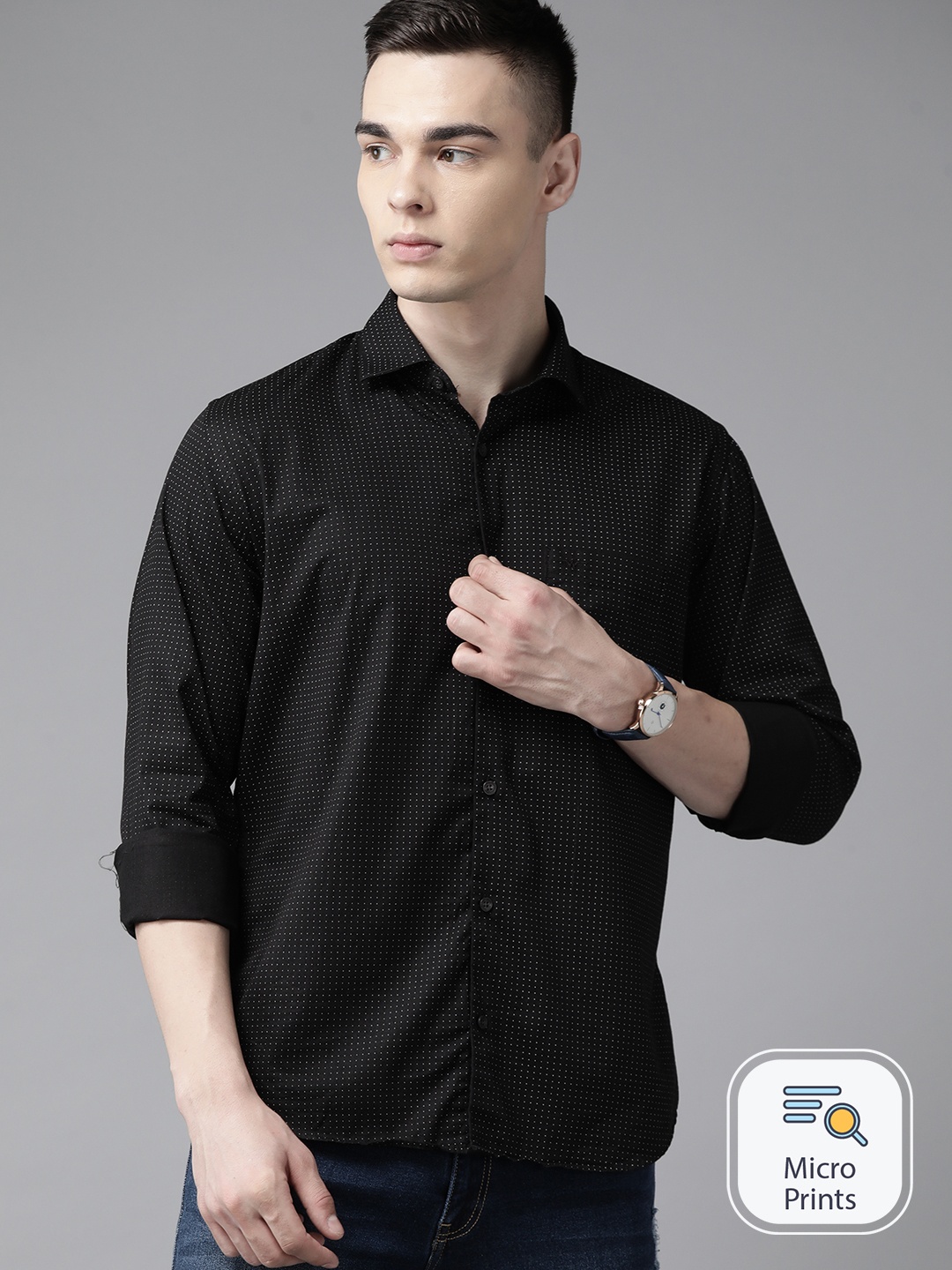 

Park Avenue Men Slim Fit Pure Cotton Printed Casual Shirt, Black