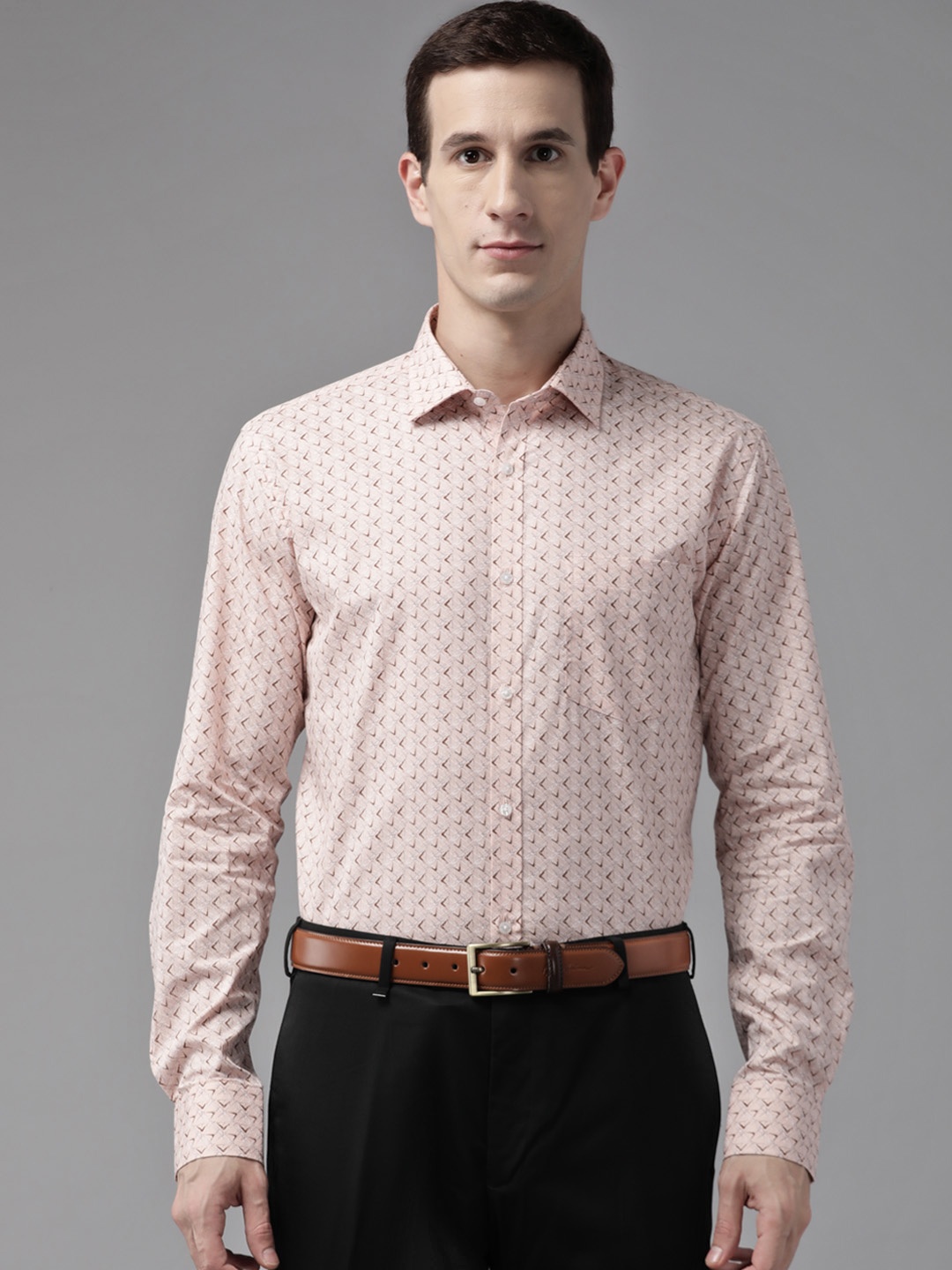 

Park Avenue Slim Fit Printed Pure Cotton Formal Shirt, Peach