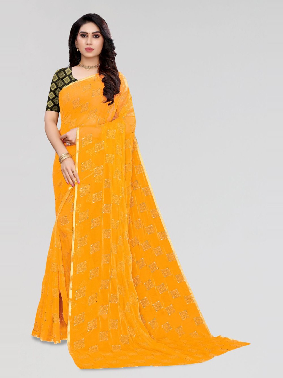 

FABMORA Ethnic Motifs Saree, Yellow