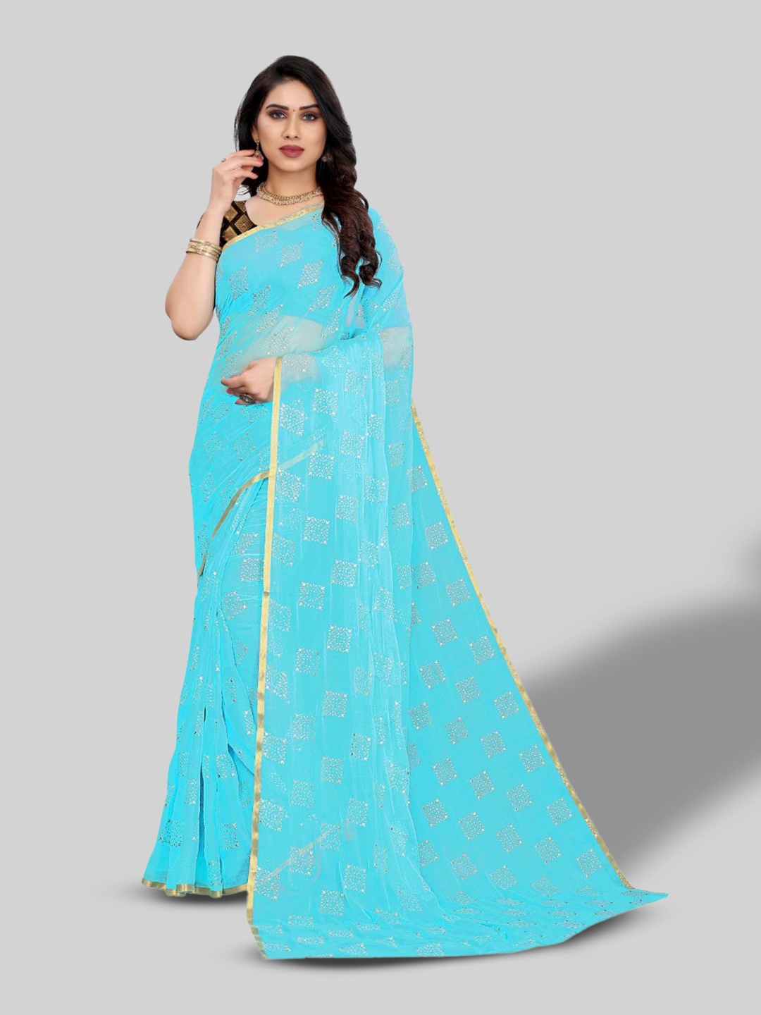 

FABMORA Ethnic Motifs Printed Saree, Blue