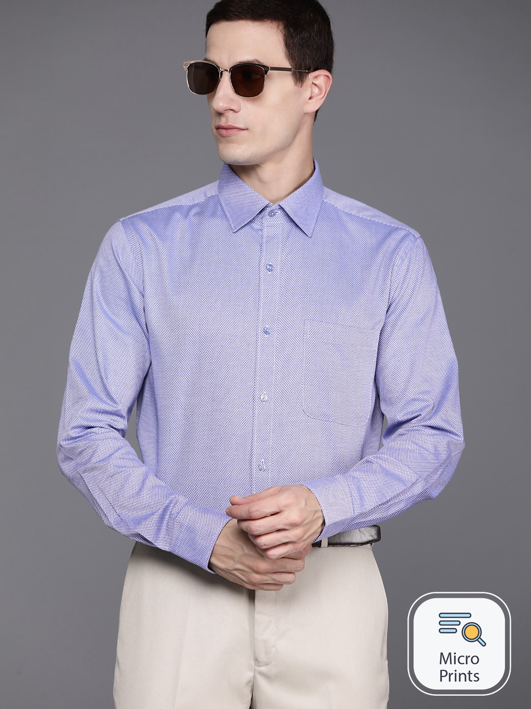 

Raymond Pure Cotton Slim Fit Textured Formal Shirt, Blue