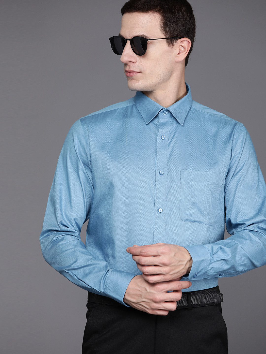 

Raymond Pure Cotton Slim Fit Formal Shirt, Blue