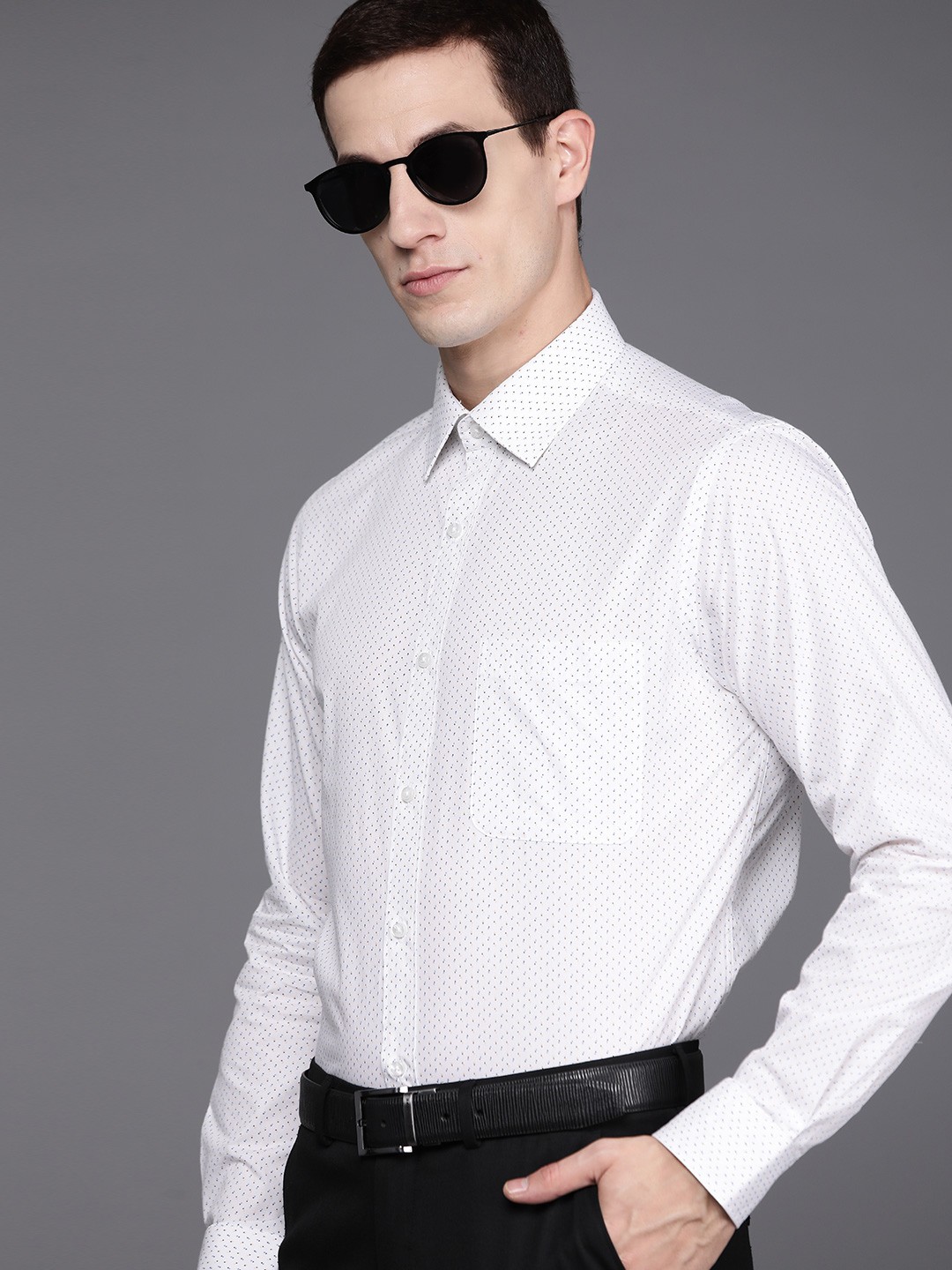

Raymond Pure Cotton Slim Fit Printed Formal Shirt, White