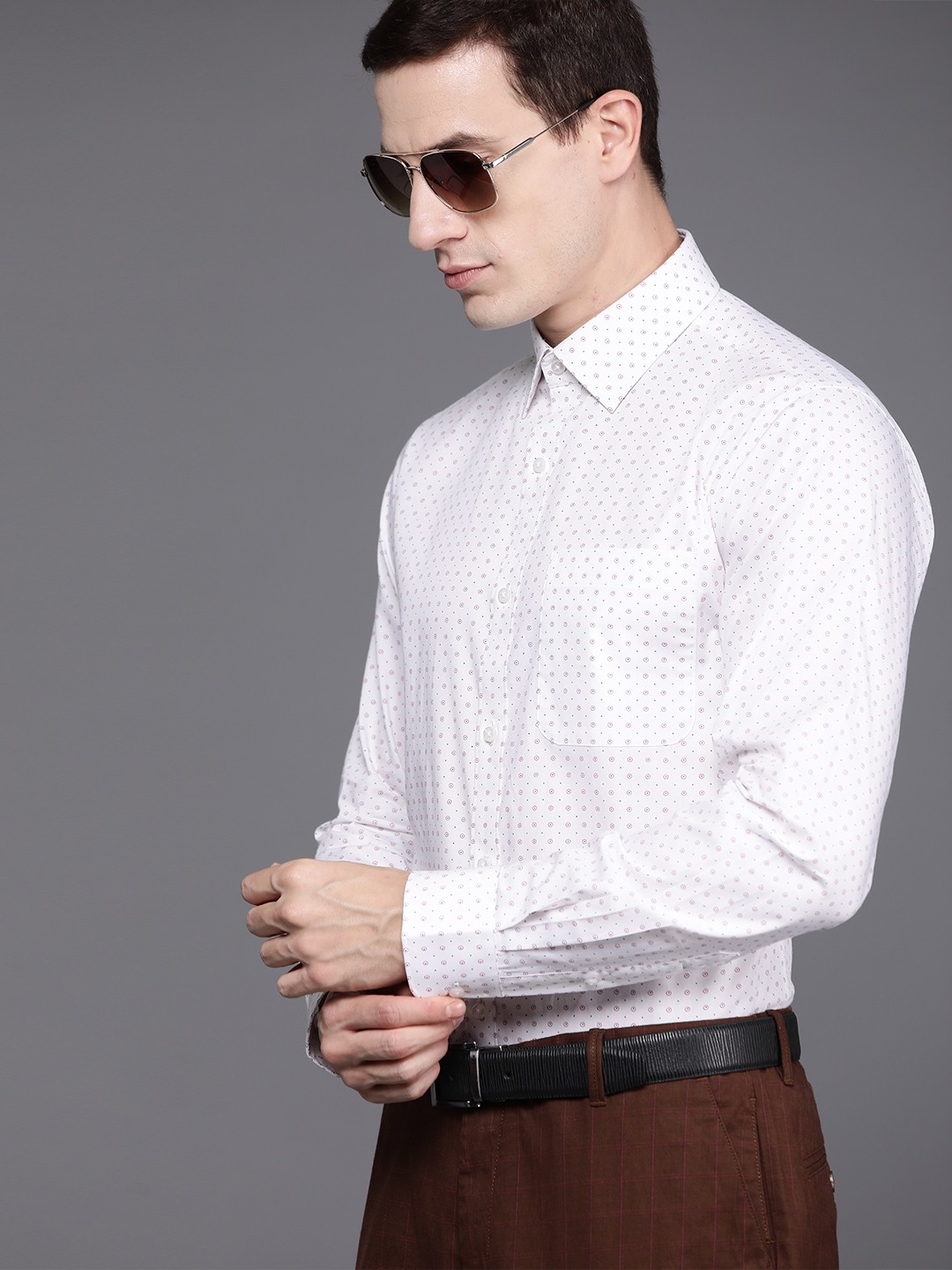 

Raymond Men Slim Fit Pure Cotton Printed Formal Shirt, White