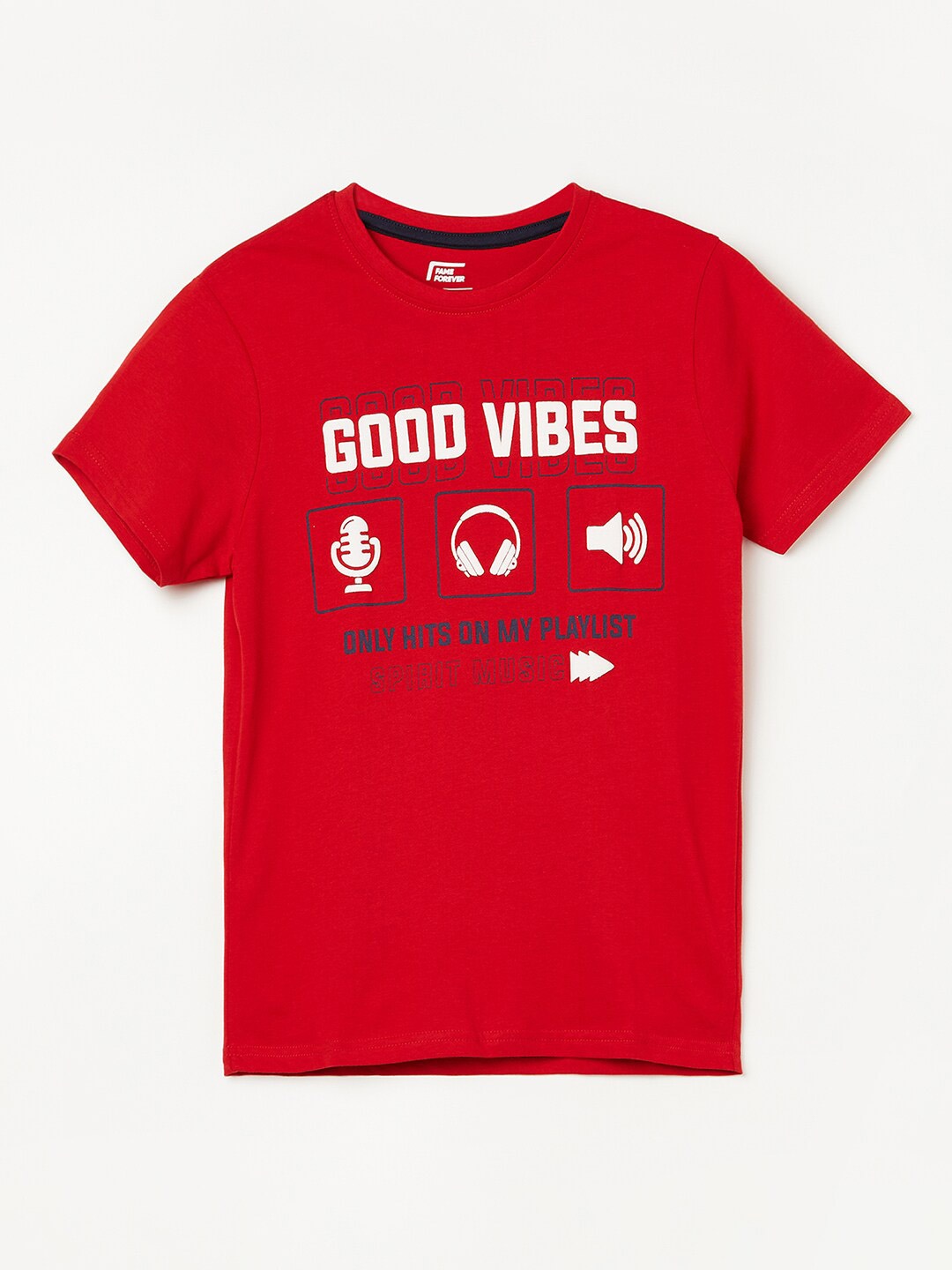

Fame Forever by Lifestyle Boys Printed Pure Cotton T-shirt, Red