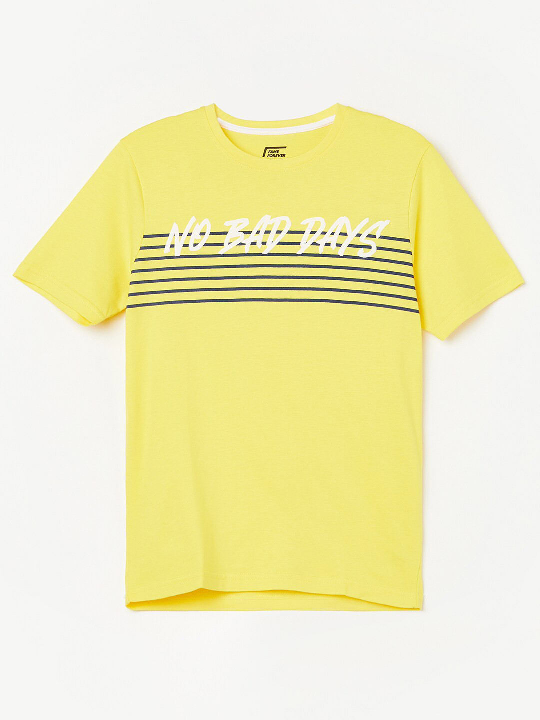 

Fame Forever by Lifestyle Boys Typography Printed Pure Cotton T-shirt, Yellow