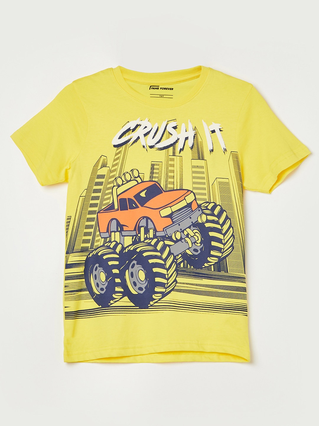 

Fame Forever by Lifestyle Boys Graphic Printed Pure Cotton T-shirt, Yellow